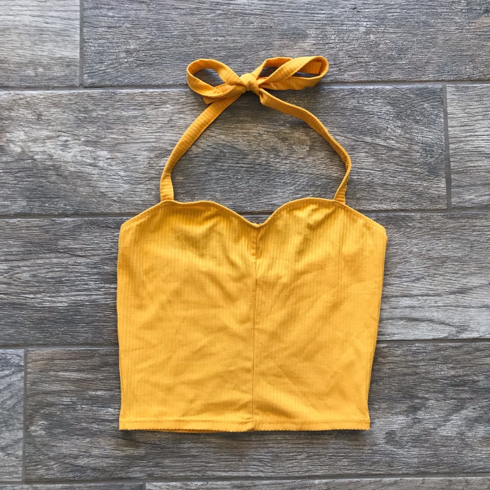 Yellow Halter Crop Top